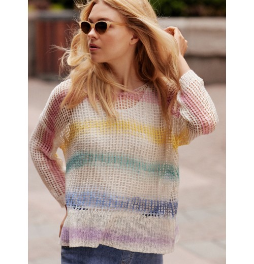Printed Fishnet Crochet Sweater - Rainbow Printed Fishnet Crochet Sweater - Rainbow