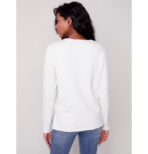 Basic V-Neck Sweater - Ecru Basic V-Neck Sweater - Ecru