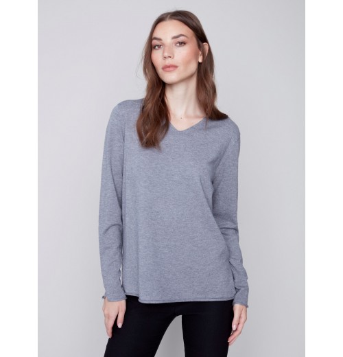 Basic V-Neck Sweater - Gray Basic V-Neck Sweater - Gray
