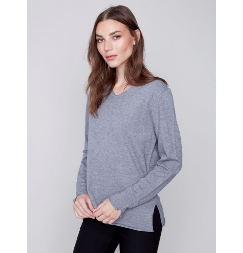 Basic V-Neck Sweater - Gray Basic V-Neck Sweater - Gray