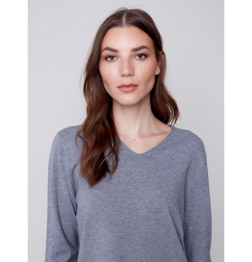 Basic V-Neck Sweater - Gray Basic V-Neck Sweater - Gray