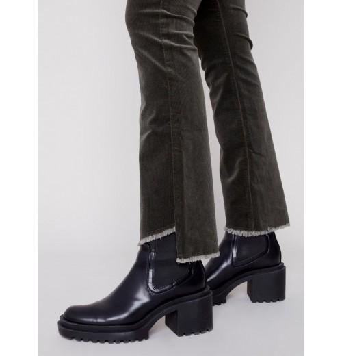Bootcut Corduroy Pants with Asymmetrical Fringed Hem - Spruce Bootcut Corduroy Pants with Asymmetrical Fringed Hem - Spruce