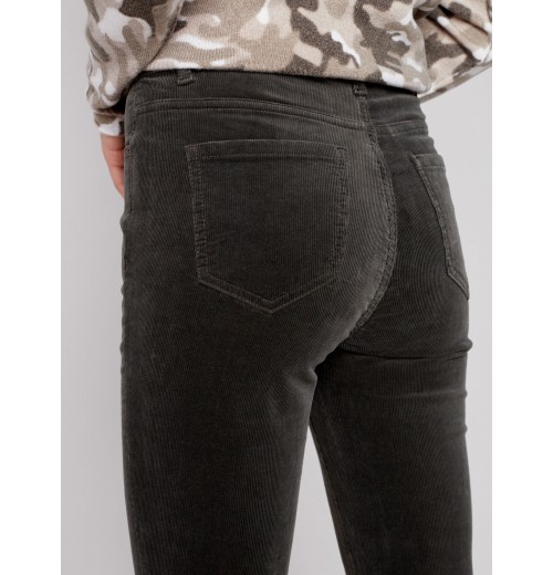 Bootcut Corduroy Pants with Asymmetrical Fringed Hem - Spruce Bootcut Corduroy Pants with Asymmetrical Fringed Hem - Spruce