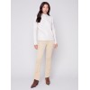 Bootcut Corduroy Pants with Asymmetrical Fringed Hem - Natural Bootcut Corduroy Pants with Asymmetrical Fringed Hem - Natural