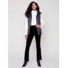 Bootcut Corduroy Pants with Asymmetrical Fringed Hem - Black Bootcut Corduroy Pants with Asymmetrical Fringed Hem - Black