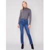 Bootcut Jeans with Asymmetrical Fringed Hem - Blue Jean Bootcut Jeans with Asymmetrical Fringed Hem - Blue Jean