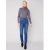 Bootcut Jeans with Asymmetrical Fringed Hem - Blue Jean Bootcut Jeans with Asymmetrical Fringed Hem - Blue Jean