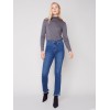Bootcut Jeans with Asymmetrical Fringed Hem - Blue Jean Bootcut Jeans with Asymmetrical Fringed Hem - Blue Jean