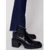 Bootcut Jeans with Asymmetrical Fringed Hem - Blue Black Bootcut Jeans with Asymmetrical Fringed Hem - Blue Black