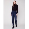 Bootcut Jeans with Asymmetrical Fringed Hem - Blue Black Bootcut Jeans with Asymmetrical Fringed Hem - Blue Black