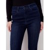 Bootcut Jeans with Asymmetrical Fringed Hem - Blue Black Bootcut Jeans with Asymmetrical Fringed Hem - Blue Black