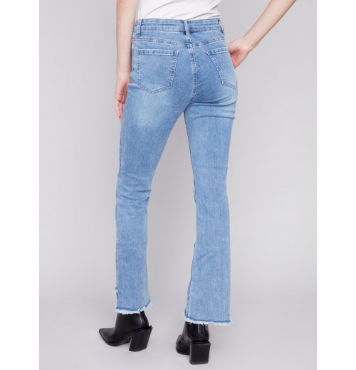 Bootcut Jeans with Asymmetrical Hem - Light Blue Bootcut Jeans with Asymmetrical Hem - Light Blue