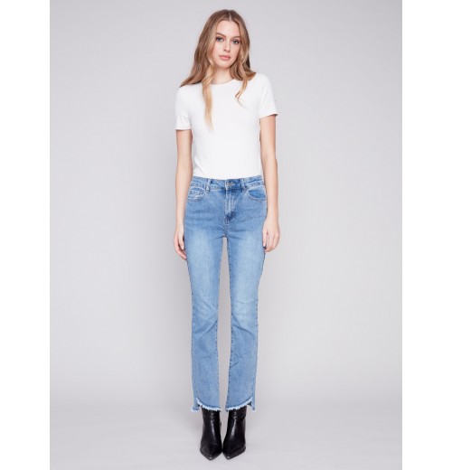 Bootcut Jeans with Asymmetrical Hem - Light Blue Bootcut Jeans with Asymmetrical Hem - Light Blue