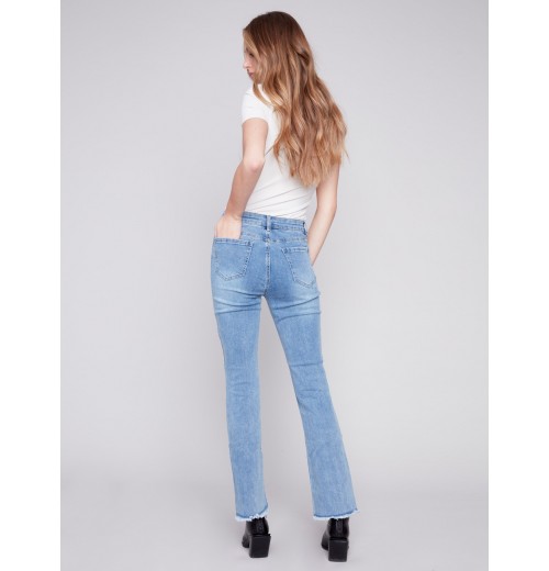Bootcut Jeans with Asymmetrical Hem - Light Blue Bootcut Jeans with Asymmetrical Hem - Light Blue