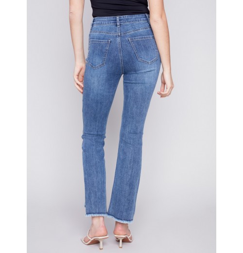 Bootcut Jeans with Asymmetrical Hem - Medium Blue Bootcut Jeans with Asymmetrical Hem - Medium Blue