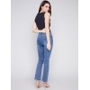 Bootcut Jeans with Asymmetrical Hem - Medium Blue Bootcut Jeans with Asymmetrical Hem - Medium Blue
