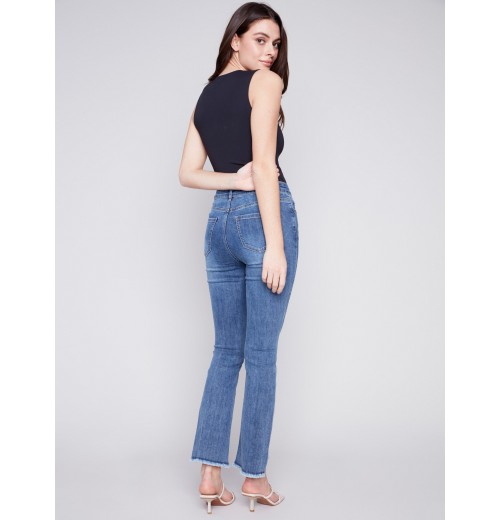 Bootcut Jeans with Asymmetrical Hem - Medium Blue Bootcut Jeans with Asymmetrical Hem - Medium Blue