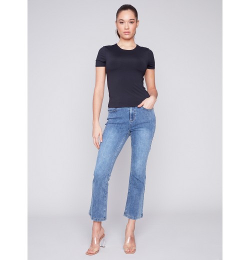 Bootcut Stretch Denim Pants - Medium Blue Bootcut Stretch Denim Pants - Medium Blue