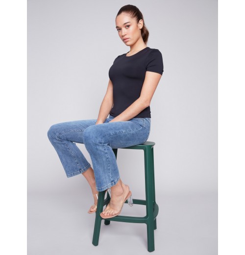 Bootcut Stretch Denim Pants - Medium Blue Bootcut Stretch Denim Pants - Medium Blue