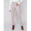 Bootcut Twill Pants with Asymmetrical Fringed Hem - Almond Bootcut Twill Pants with Asymmetrical Fringed Hem - Almond