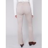 Bootcut Twill Pants with Asymmetrical Fringed Hem - Almond Bootcut Twill Pants with Asymmetrical Fringed Hem - Almond