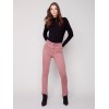 Bootcut Twill Pants with Asymmetrical Fringed Hem - Raspberry Bootcut Twill Pants with Asymmetrical Fringed Hem - Raspberry