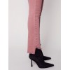 Bootcut Twill Pants with Asymmetrical Fringed Hem - Raspberry Bootcut Twill Pants with Asymmetrical Fringed Hem - Raspberry