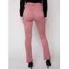 Bootcut Twill Pants with Asymmetrical Fringed Hem - Raspberry Bootcut Twill Pants with Asymmetrical Fringed Hem - Raspberry