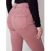 Bootcut Twill Pants with Asymmetrical Fringed Hem - Raspberry Bootcut Twill Pants with Asymmetrical Fringed Hem - Raspberry