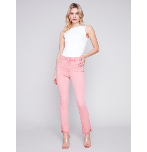 Bootcut Twill Pants with Asymmetrical Hem - Tulip Bootcut Twill Pants with Asymmetrical Hem - Tulip