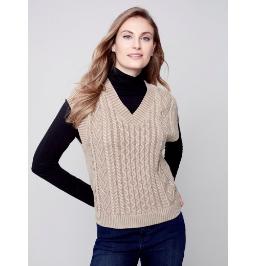 Cable Knit Sweater Vest - Truffle Cable Knit Sweater Vest - Truffle