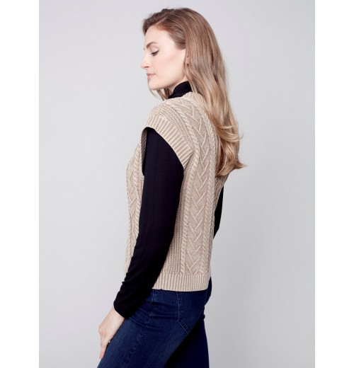 Cable Knit Sweater Vest - Truffle Cable Knit Sweater Vest - Truffle