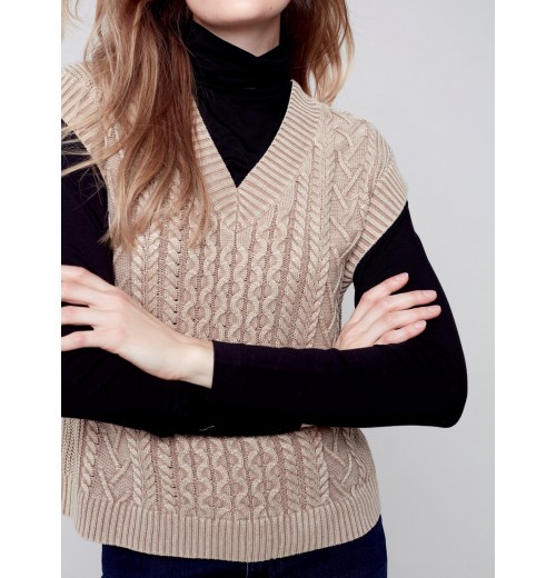 Cable Knit Sweater Vest - Truffle Cable Knit Sweater Vest - Truffle