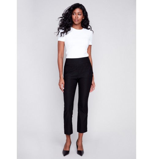 Capri Pants with Hem Slit - Black Capri Pants with Hem Slit - Black
