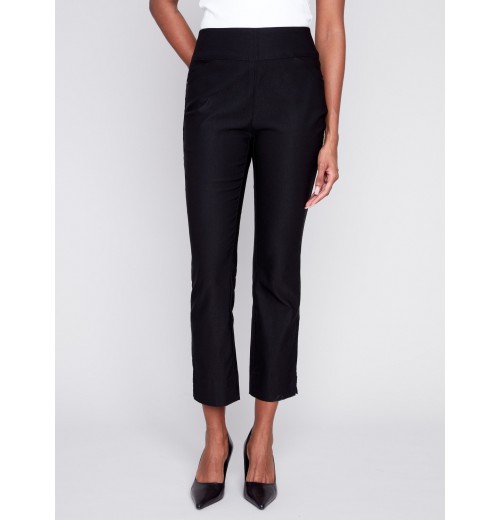 Capri Pants with Hem Slit - Black Capri Pants with Hem Slit - Black