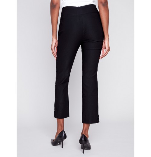 Capri Pants with Hem Slit - Black Capri Pants with Hem Slit - Black