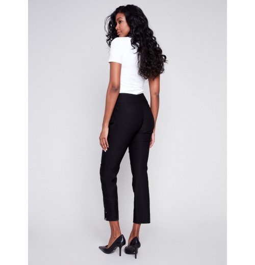 Capri Pants with Hem Slit - Black Capri Pants with Hem Slit - Black