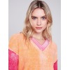 Color Block Cotton Sweater - Tangerine Color Block Cotton Sweater - Tangerine