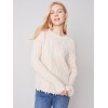 Cotton Blend Cable Knit Sweater - Ecru Cotton Blend Cable Knit Sweater - Ecru