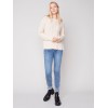 Cotton Blend Cable Knit Sweater - Ecru Cotton Blend Cable Knit Sweater - Ecru
