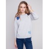 Cotton Sweater with Heart Patches - Grey Cotton Sweater with Heart Patches - Grey