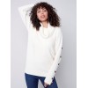 Cowl Neck Sweater with Button Detail - Ecru Cowl Neck Sweater with Button Detail - Ecru