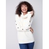 Cowl Neck Sweater with Button Detail - Ecru Cowl Neck Sweater with Button Detail - Ecru
