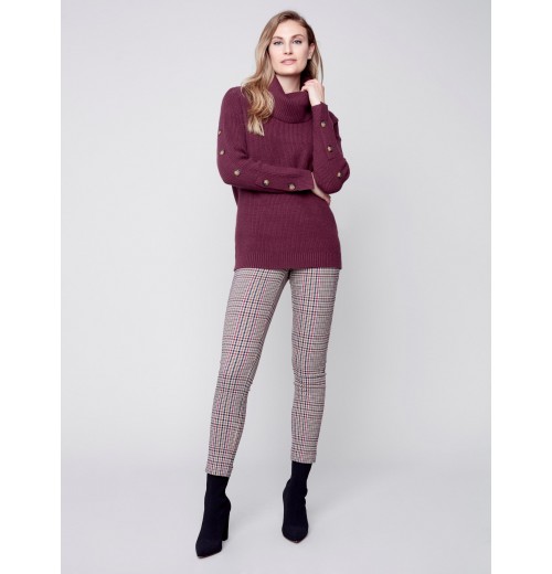 Cowl Neck Sweater with Button Detail - Port Cowl Neck Sweater with Button Detail - Port
