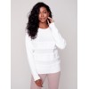 Crew Neck Sweater with Frayed Detail - Cream Crew Neck Sweater with Frayed Detail - Cream