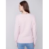 Crew Neck Sweater with Frayed Detail - Powder Crew Neck Sweater with Frayed Detail - Powder