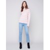 Crew Neck Sweater with Frayed Detail - Powder Crew Neck Sweater with Frayed Detail - Powder