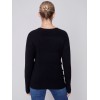 Crew Neck Sweater with Frayed Detail - Black Crew Neck Sweater with Frayed Detail - Black