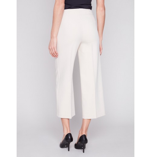 Cropped Wide Leg Pants - Beige Cropped Wide Leg Pants - Beige