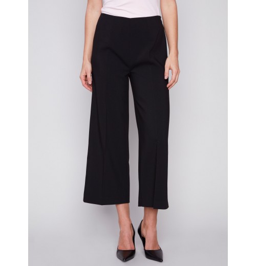 Cropped Wide Leg Pants - Black Cropped Wide Leg Pants - Black